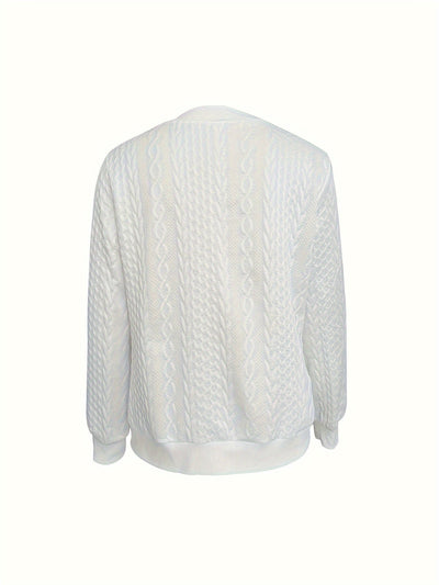 Heather - Casual Textured Zip Up Bomber Jacket