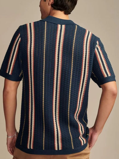 Striped Knit Polo Shirt