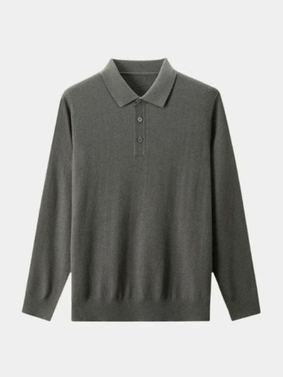 Wool Knit Button Up Polo Pullover
